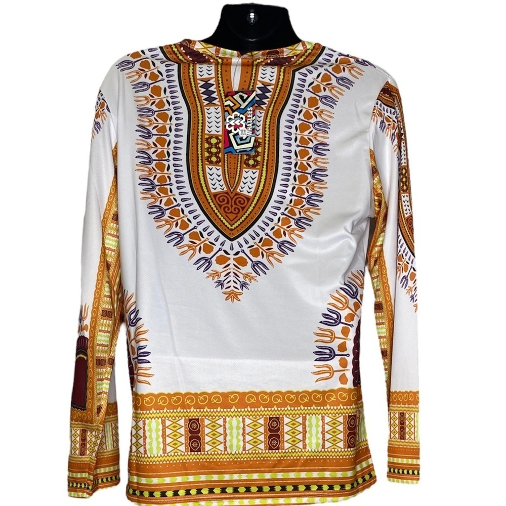 NWT Whatlees Daishiki Print Long Sleeve Shirt (Size:XXL, Color:Multi) - Picture 2 of 3